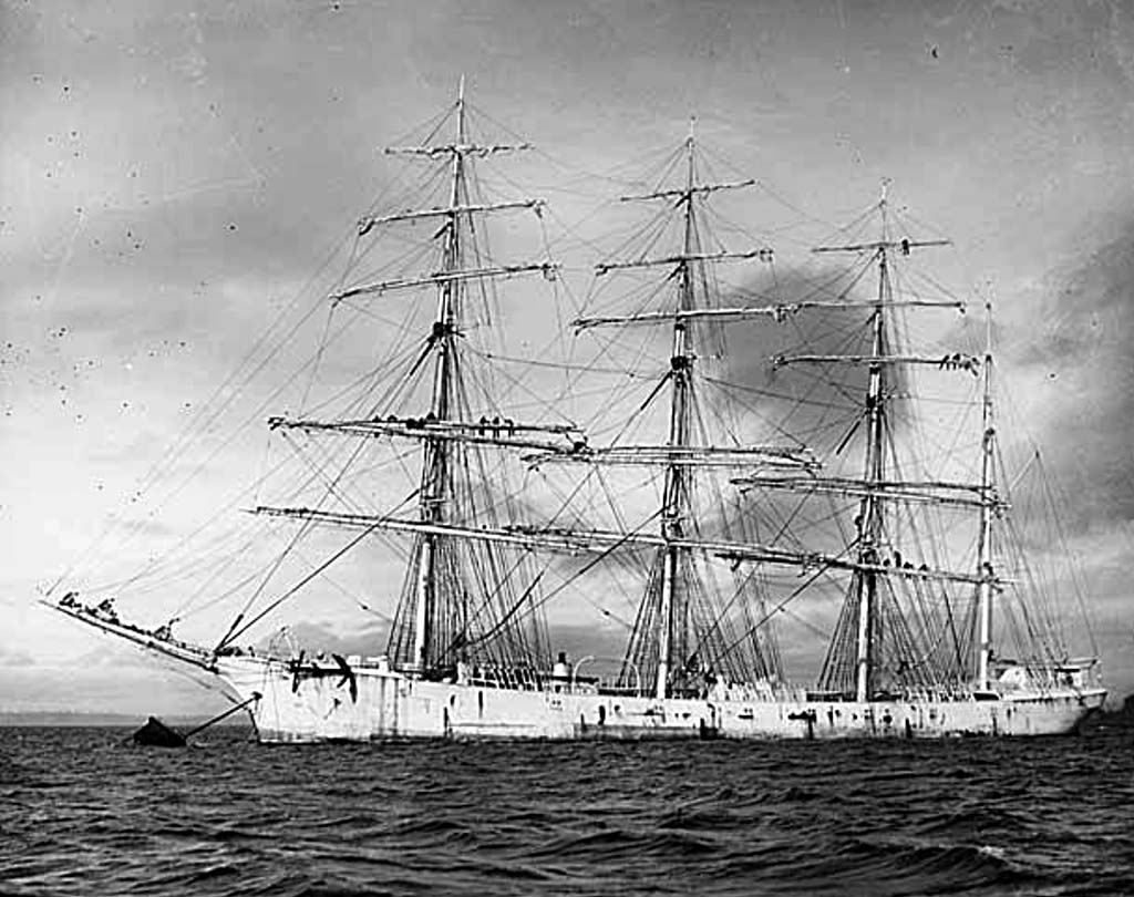 Four-mast-steel-hulled-bark-Erskine-M-Phillips-same-class-as-Andelena-ca-1900