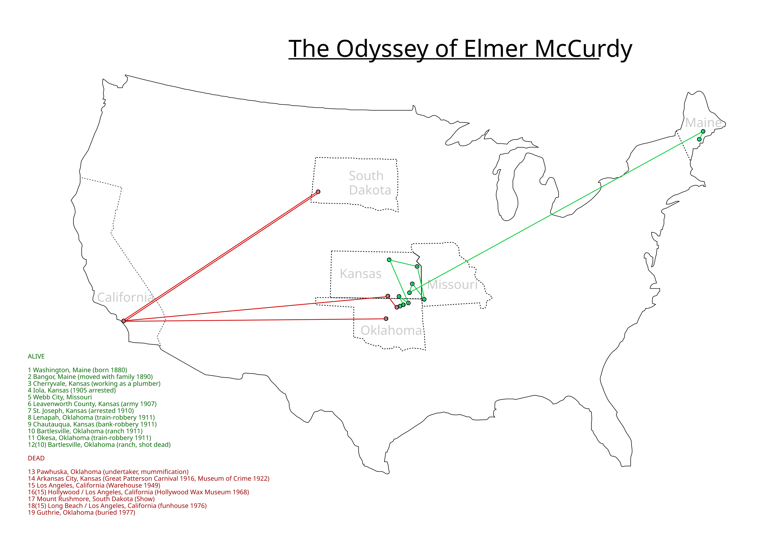Elmer McCurdy Odyssey Way Map