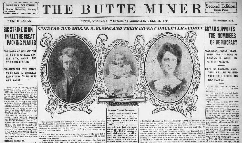 William Andrews Clark, Butte Miner Newspaper